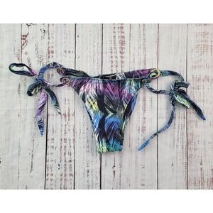 NWT Sol e Energia Tropical Leaf Print Side Tie Brazillian Bikini Bottoms G/L